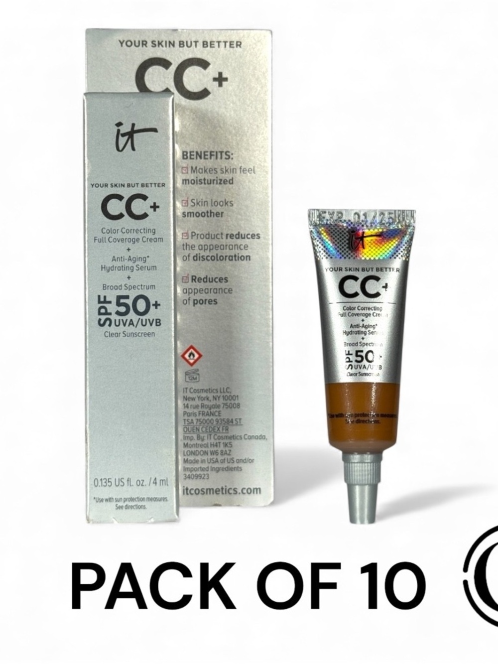 LOT OF 10 It Cosmetics CC + Color Correcting Cream Spf50 0.135 floz Neutral Rich